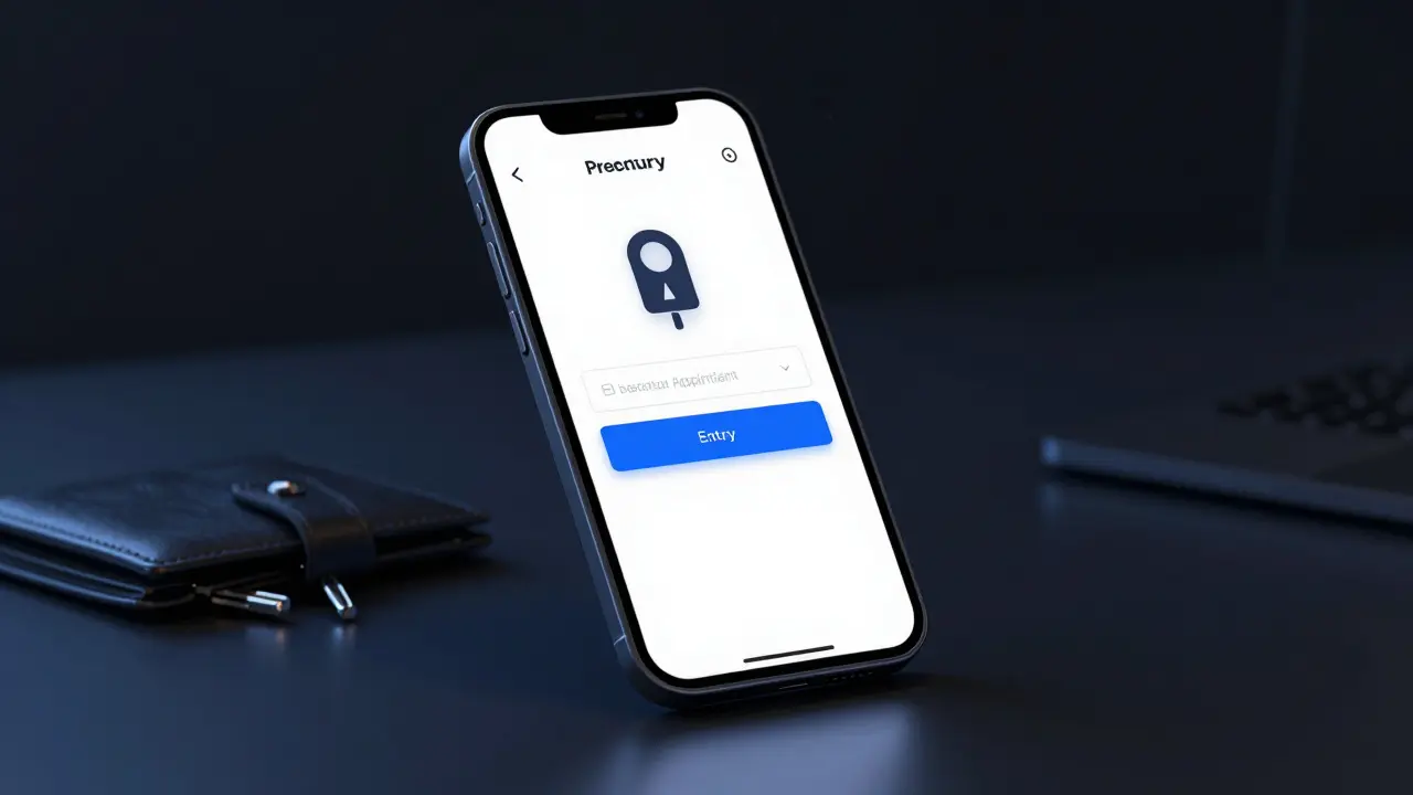 A smartphone showing an encrypted appointment code in a dark room, emphasizing privacy.