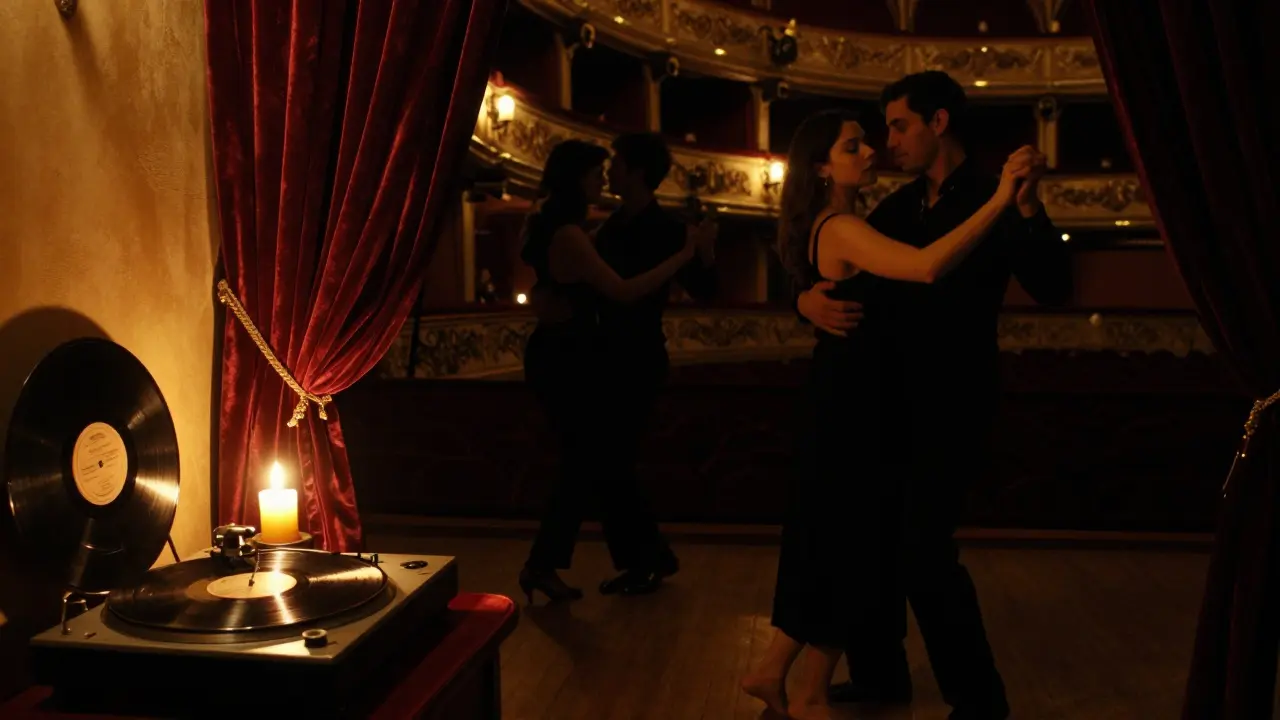 Couples dancing in candlelight at a hidden vinyl-only club in Milan.