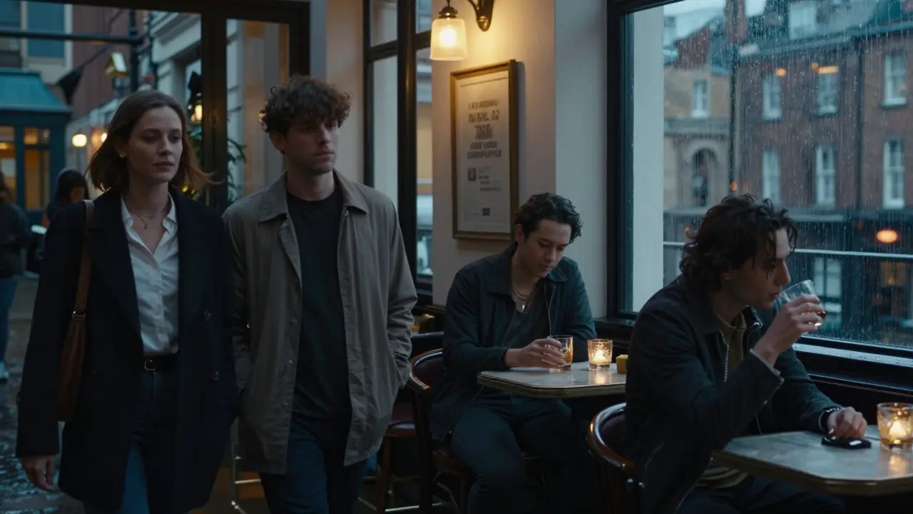 Three individuals experiencing quiet companionship in different London settings at dusk—each feeling seen and understood.